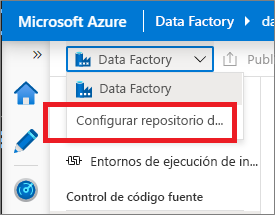 Configuración de los parámetros del repositorio de código desde la creación