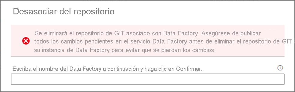 Elimine la asociación con el repositorio de Git actual.