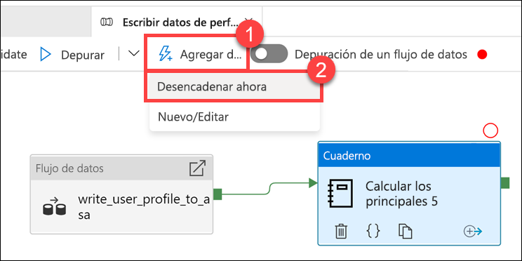 El elemento de menú Desencadenar está resaltado.