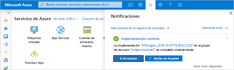 Go to resource page in the Azure portal