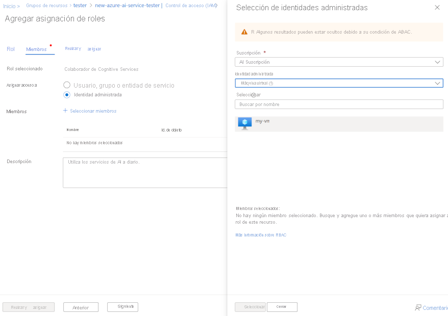 A screenshot showing the Select managed identities pane.