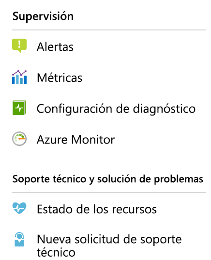 Opciones de supervisión en Azure Portal