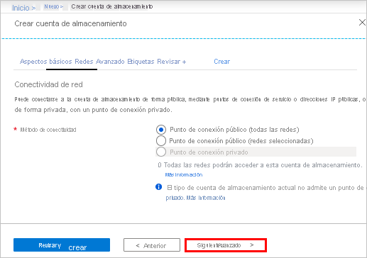 Pestaña Redes de HDInsight en Azure Portal