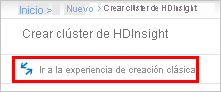 Captura de pantalla en la que se muestra la página Aspectos básicos con la opción Ir a la experiencia de creación clásica resaltada.