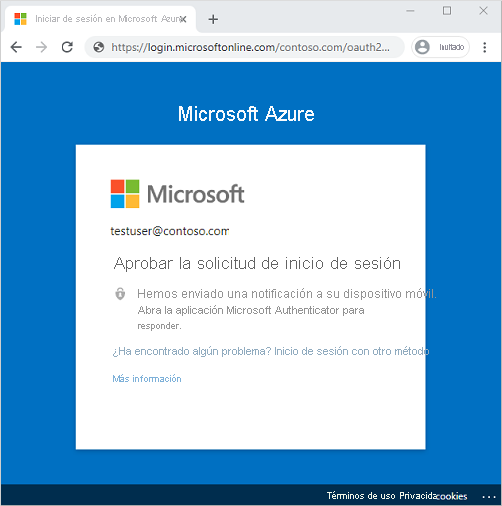 Captura de pantalla de la solicitud de aprobación de la aplicación Microsoft Autenticador.