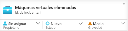 Captura de pantalla que muestra la sección de la página Incidentes donde se puede asignar la propiedad, el estado y la gravedad.