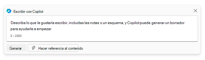 Captura de pantalla que muestra la ventana Borrador con Copilot en Word.