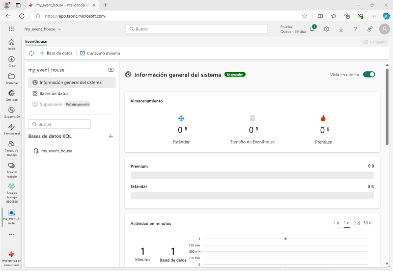 Recorte de pantalla de un eventhouse en Microsoft Fabric.