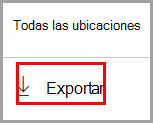 Captura de pantalla del control de exportación de clasificación de datos que aparece en la pestaña Explorador de contenido de la lista Todas las ubicaciones.