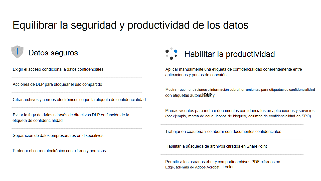 Diagram that shows balancing data security and productivity.