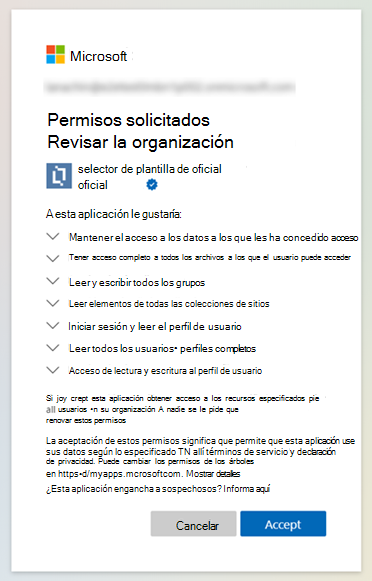  Captura de pantalla de los permisos solicitados por una aplicación.