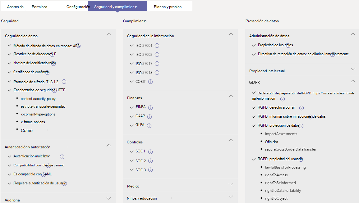  Captura de pantalla de la pestaña Seguridad y cumplimiento del centro de administración de Teams.