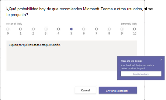 Enviar comentarios mediante encuestas en Teams