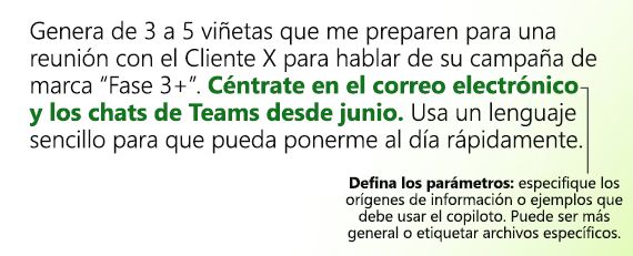 Diagrama que muestra el tercer paso para crear una indicación: definir los parámetros.