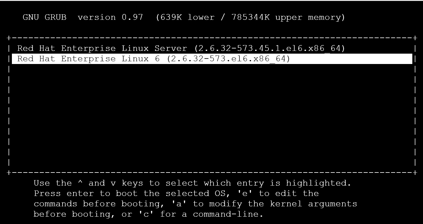 La captura de pantalla muestra una consola con dos opciones de Linux.