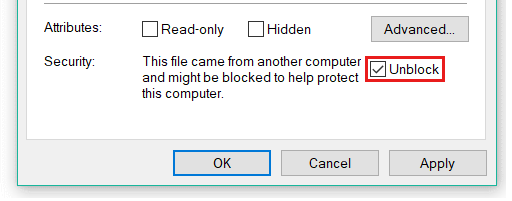 Captura de pantalla de las propiedades de PerfInsights con Desbloquear resaltado.