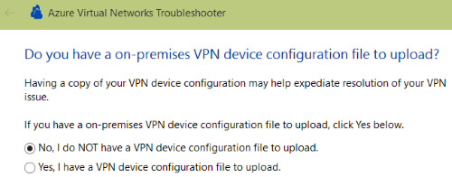 Captura de pantalla del mensaje del archivo de configuración del dispositivo local.