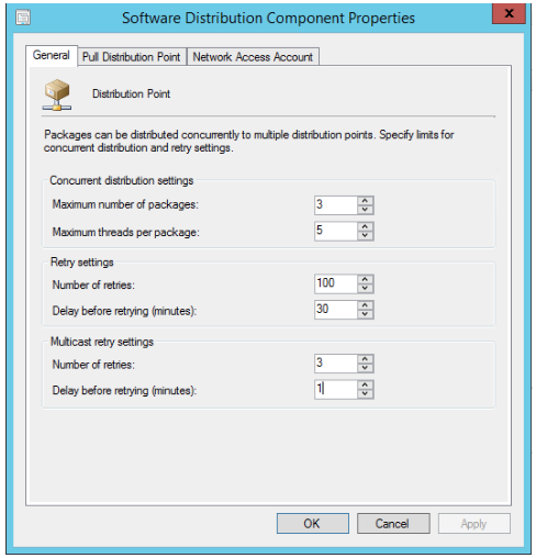 Captura de pantalla del ventana Propiedades componente de distribución de software.