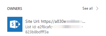 Captura de pantalla que muestra el sitio U R L y los propietarios del identificador de lista pueden ver.