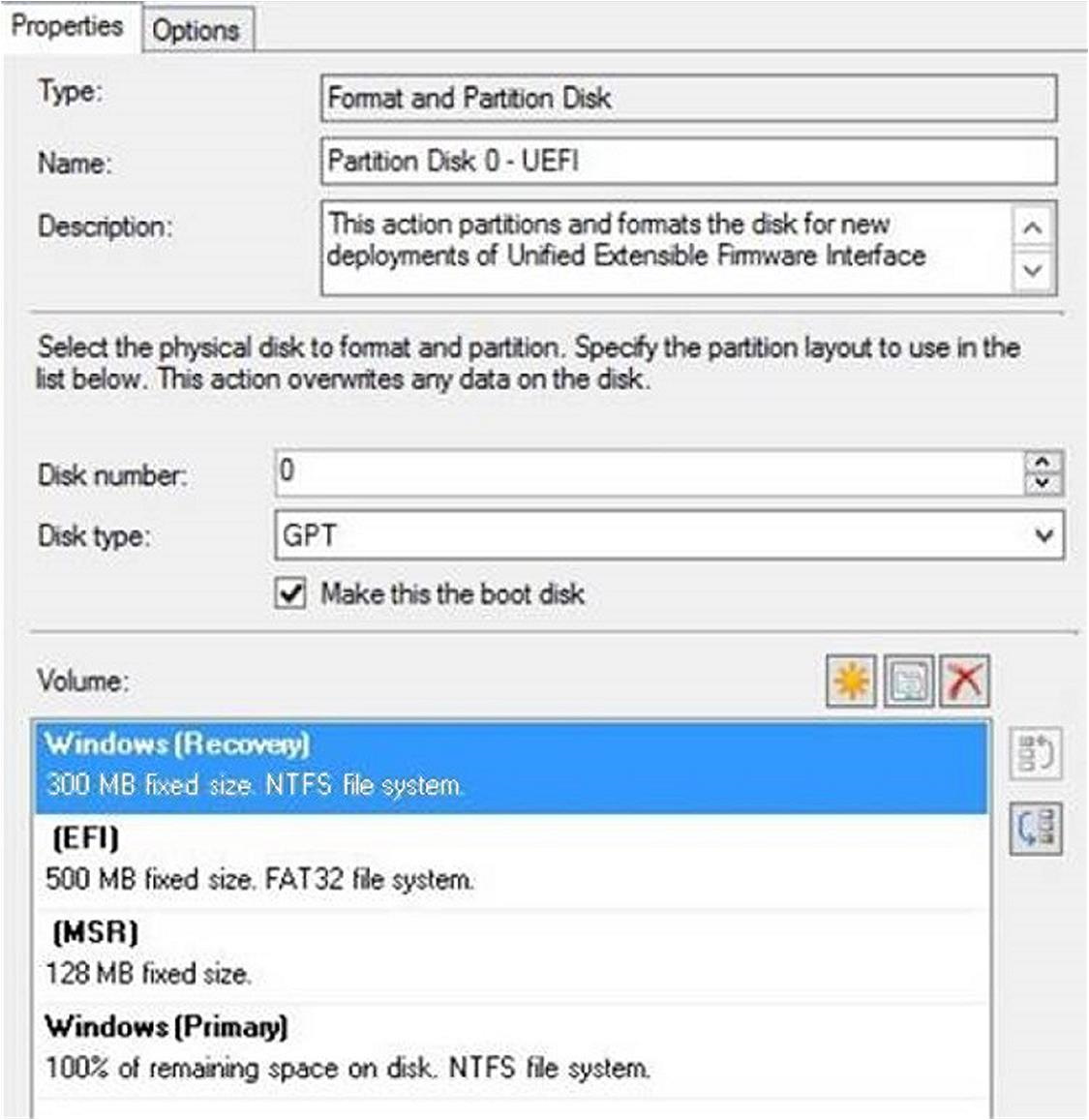 Captura de pantalla de la configuración de la imagen de Windows en Microsoft Configuration Manager.