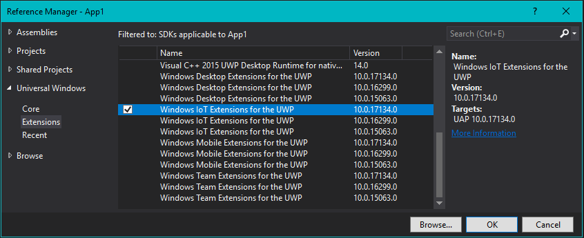 Selección del SDK de extensión de IoT