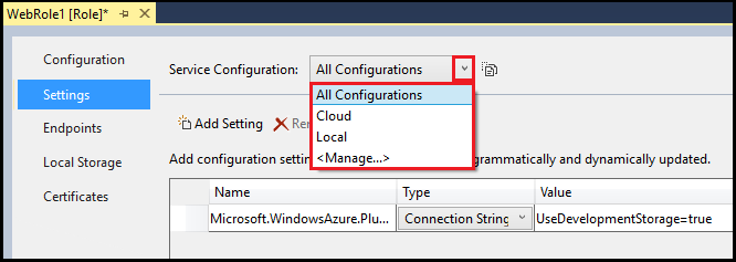 Configuración del servicio