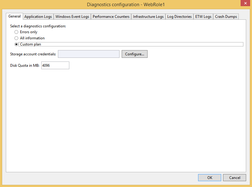 Habilitación de diagnósticos y configuración de Azure