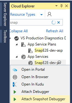 Inicio de Snapshot Debugger