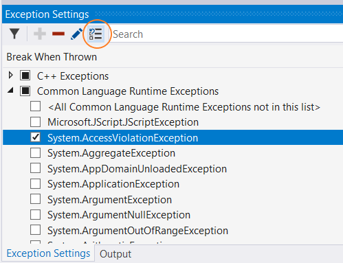 Captura de pantalla de Restaurar valores predeterminados en Configuración de excepciones.