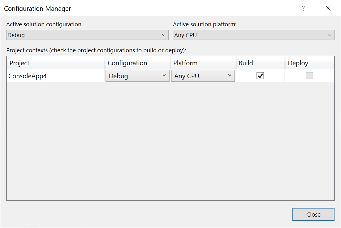 Captura de pantalla del cuadro de diálogo Administrador de configuración.