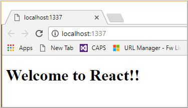 Captura de pantalla que muestra la ejecución de React en un explorador.