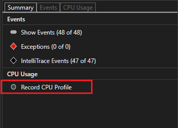 Habilitar el uso de CPU en las herramientas de diagnóstico