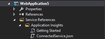 Vea la información de introducción de Application Insights desde la carpeta Referencia de servicio de un proyecto.