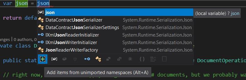 Expansor de la lista de finalización de IntelliSense activado