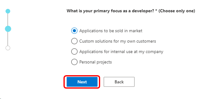 Selección del foco para desarrolladores de Microsoft 365