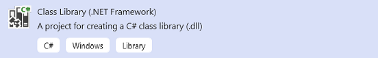 Captura de pantalla del proyecto Class Library de NET Framework en Visual Studio