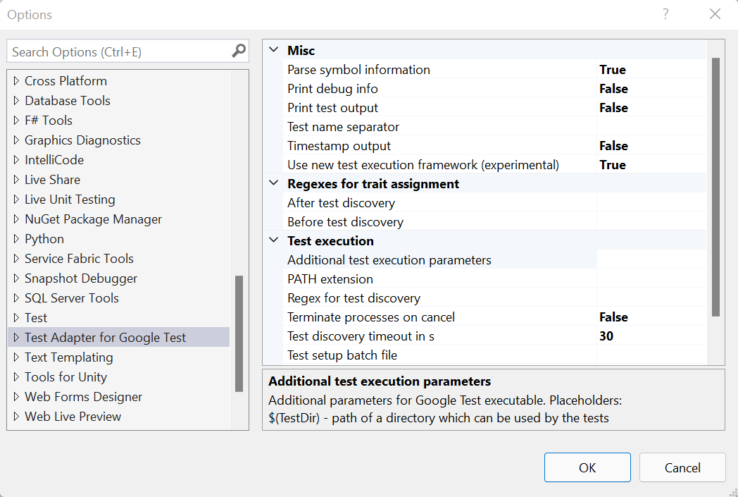 configuración de Google Test Project