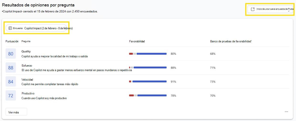 Captura de pantalla que muestra cómo iniciar una encuesta pulse desde el panel de Copilot.