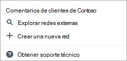 Captura de pantalla del menú de configuración de una red externa.