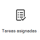 Captura de pantalla del icono de la tarjeta de tareas asignadas con un vínculo para obtener más información.