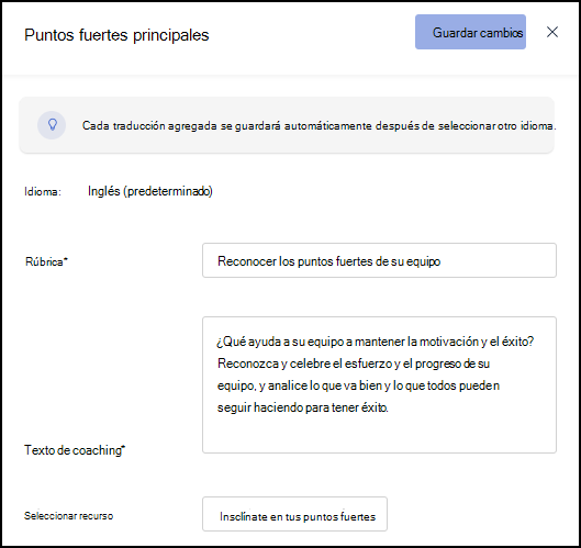 Captura de pantalla de la ventana del control deslizante Puntos fuertes superiores.