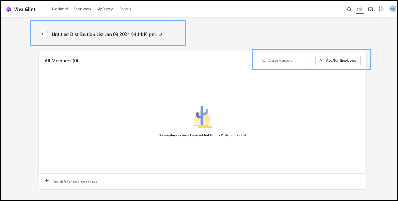 Captura de pantalla de los pasos de configuración de la lista de distribución.