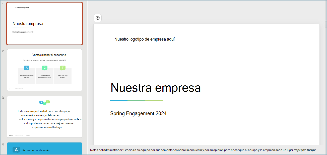 Captura de pantalla de una plantilla de PowerPoint personalizada.