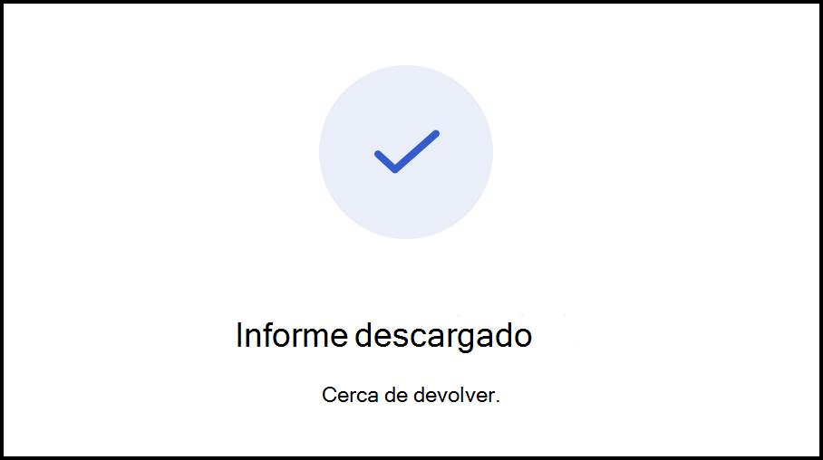 Captura de pantalla del cuadro de diálogo Informe descargado.