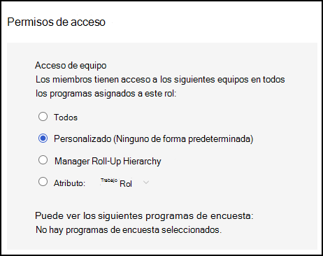 Captura de pantalla de permisos de acceso en configuración de roles.