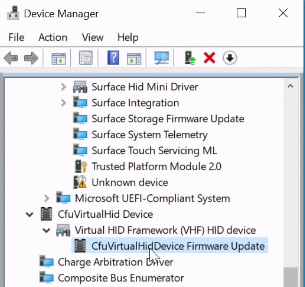 Actualización de firmware de dispositivo hid virtual cfu instalada.