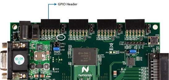 gpio Imagen del encabezado en la placa MITT.