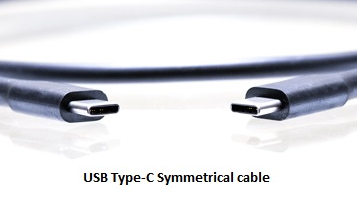 Cable simétrico tipo USB-C.