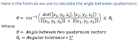 fórmula del algoritmo de vector de cuaternión