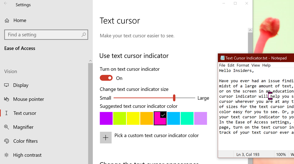 Indicador de cursor de texto.